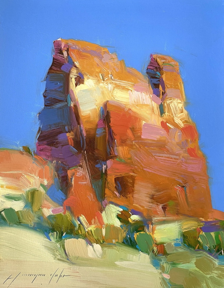 Sedona Cliff, Original oil Painting, Handmade artwork, One of a Kind        